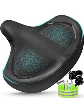 Bike Seat Extra Wide Comfort Saddle Cushion Memory Foam Gel Bicycle Seat